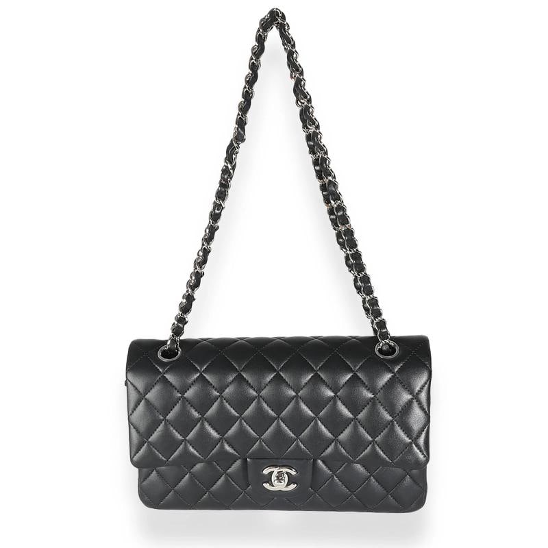 Chanel Black Quilted Lambskin Medium Classic Double Flap Bag - 7