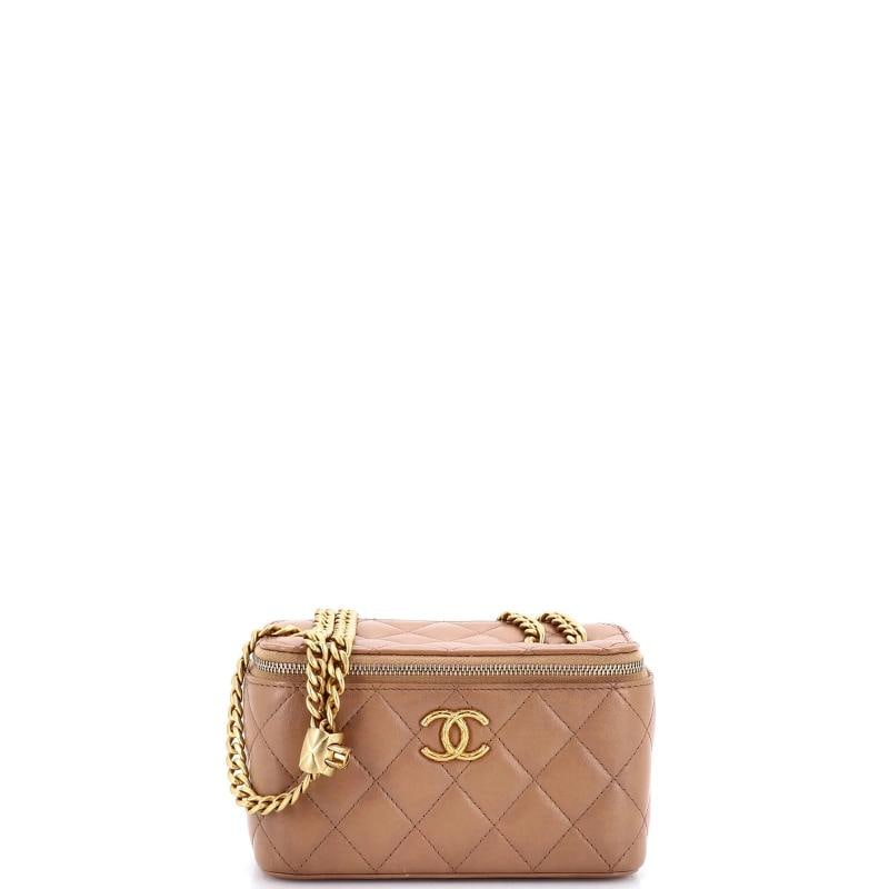 Chanel All Slide Long Vanity Case with Chain Quilted Lambskin Small: Condition: Pre-owned - Good,Brand: Chanel,Exterior Material: Leather,Style: Cross Body Bags,Exterior Color: Neutral,Department: Women,Size: Small