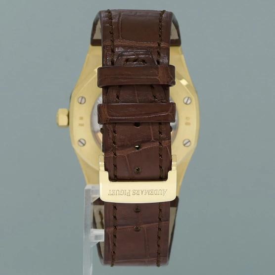 MINT Audemars Piguet AP Royal Oak Yellow Gold 15300ba 39mm White Dial Leather - 4