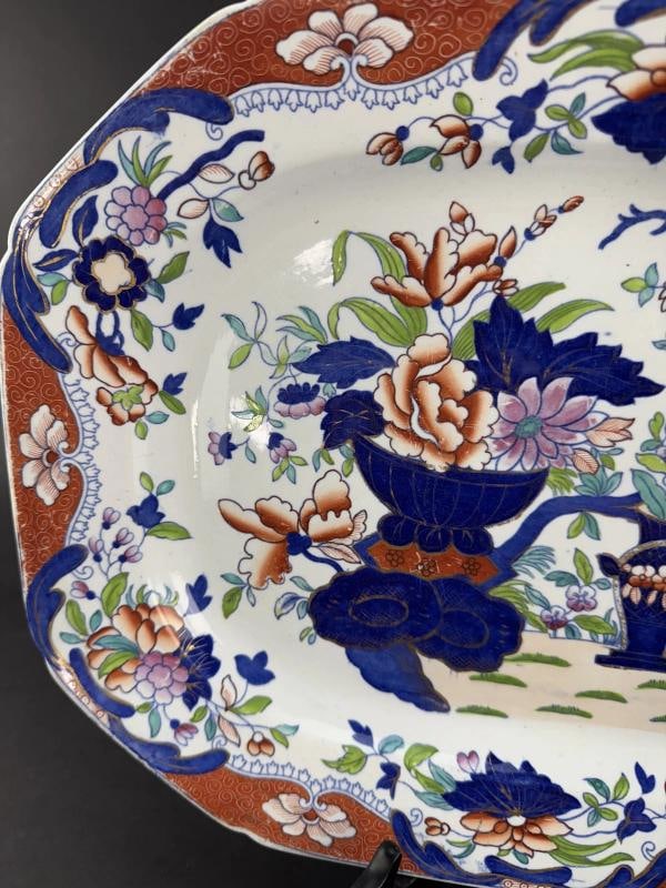 Handsome c1822 Spode New Stone 3875 Japan Imari Octagonal 16.25" Serving Platter - 2