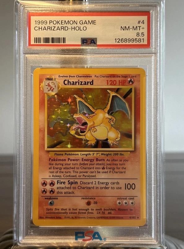 1999 POKEMON BASE SET UNLIMITED #4 CHARIZARD-HOLO PSA 8.5: Condition: Graded - PSA 8.5: Professionally graded ,Graded: Yes,Set: 1999 POKEMON GAME,Game: PokÃƒÂ©mon TCG,Character: CHARIZARD-HOLO,Card Name: CHARIZARD-HOLO,Features: