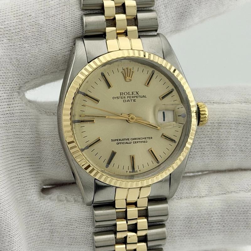Rolex Date 1500 34mm Champagne Dial 14k Yellow Gold Stainless Steel Jubilee - 6