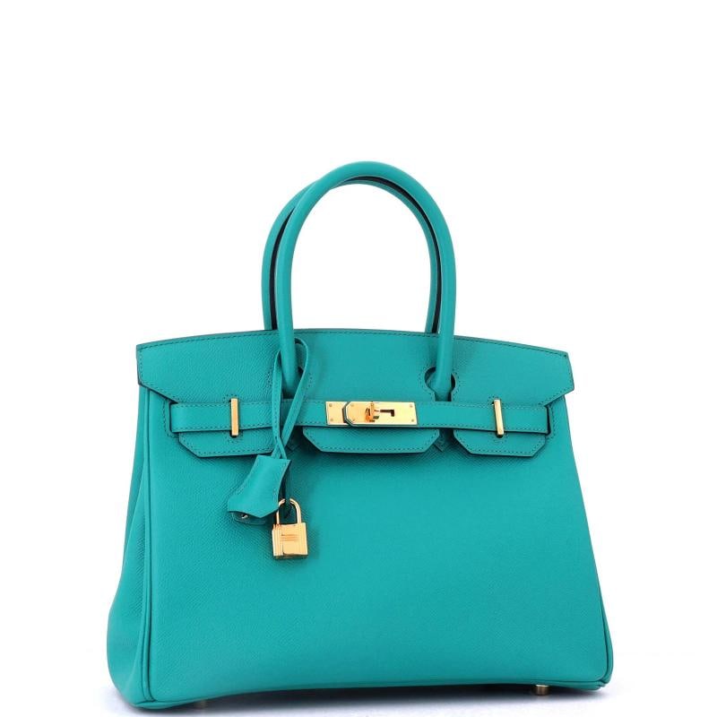 Hermes Birkin Handbag Blue Epsom with Gold Hardware 30 - 2