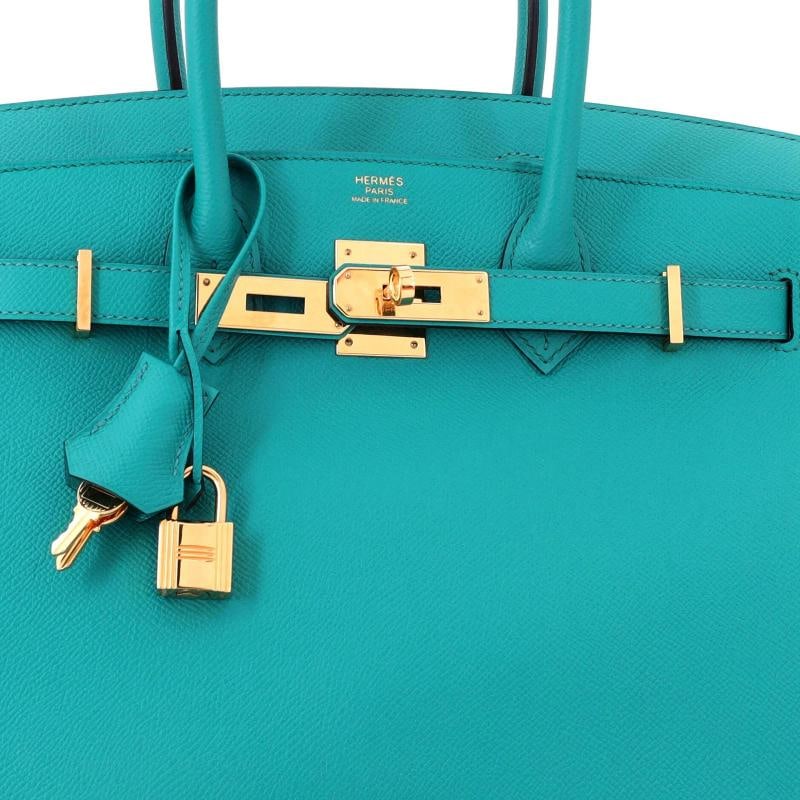 Hermes Birkin Handbag Blue Epsom with Gold Hardware 30 - 6