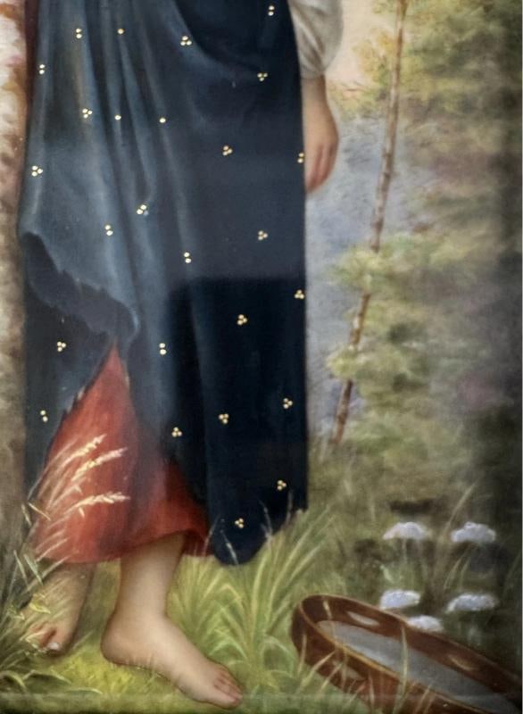Stunning c1880 KPM Handpainted Gypsy Young Woman Framed Porcelain Plaque - 2