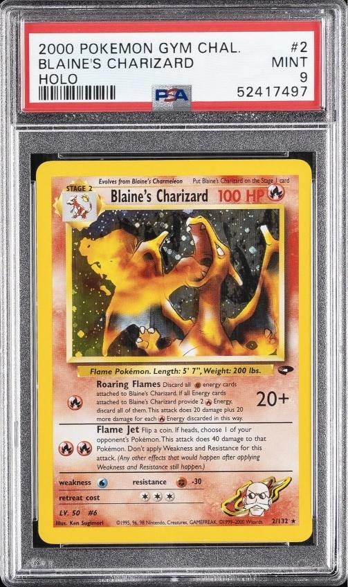 2000 POKEMON GYM CHALLENGE HOLO #2 BLAINE'S CHARIZARD PSA 9: Condition: Graded - PSA 9: Professionally graded ,Graded: Yes,Set: 2000 POKEMON GYM CHALLENGE,Game: PokÃƒÂ©mon TCG,Character: BLAINE'S CHARIZARD,Card Name: BLAINE'S