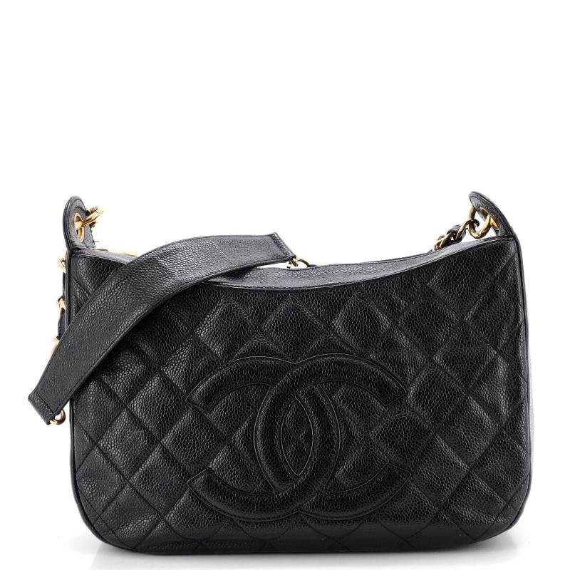 Chanel Timeless CC Chain Shoulder Bag Quilted Caviar Medium: Condition: Pre-owned - Good,Brand: Chanel,Exterior Material: Leather,Style: Hobos,Exterior Color: Black,Department: Women,Size: Medium Condition: Fair. Exterior: creases, edge wear, repainted |