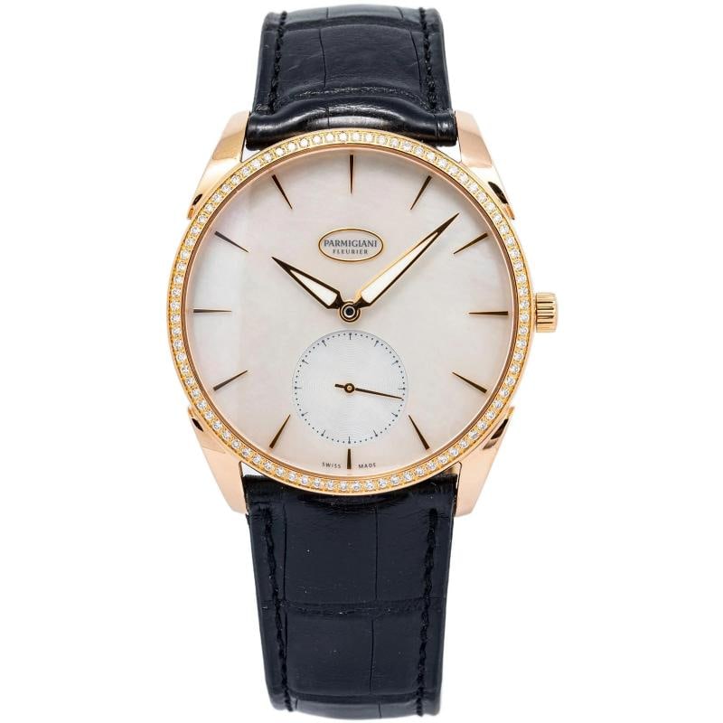 Parmigiani Fleurier Tonda 1950 SERVICED 18K Rose Factory Diamond MOP Dial 39mm: Condition: Pre-owned - Good: This item has been gently used but is in good condition. It might have a few signs of wear, like light scratches or tarnishing.,Brand: Parmigiani Fleurier,Type: