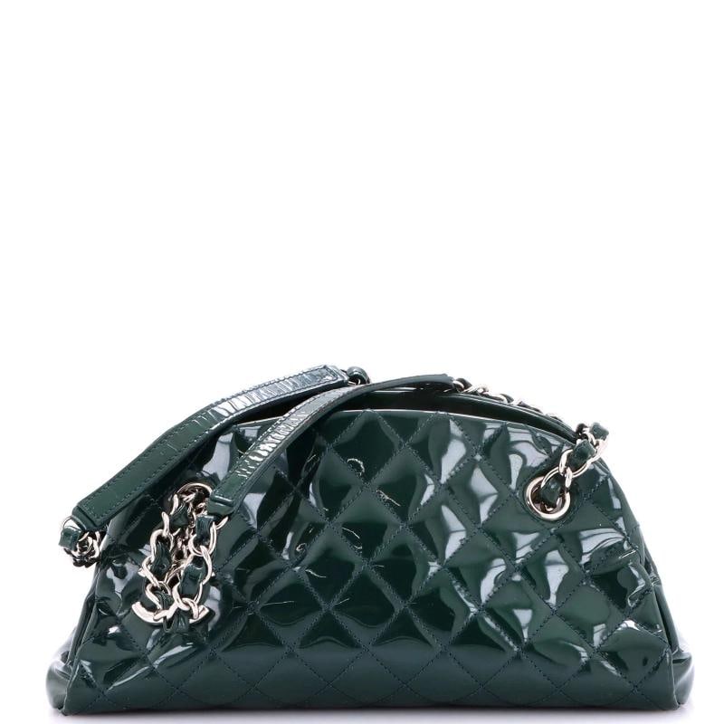 Chanel Just Mademoiselle Bag Quilted Patent Small: Condition: Pre-owned - Good,Brand: Chanel,Exterior Material: Patent Leather,Style: Shoulder Bags,Exterior Color: Green,Department: Women,Size: Small