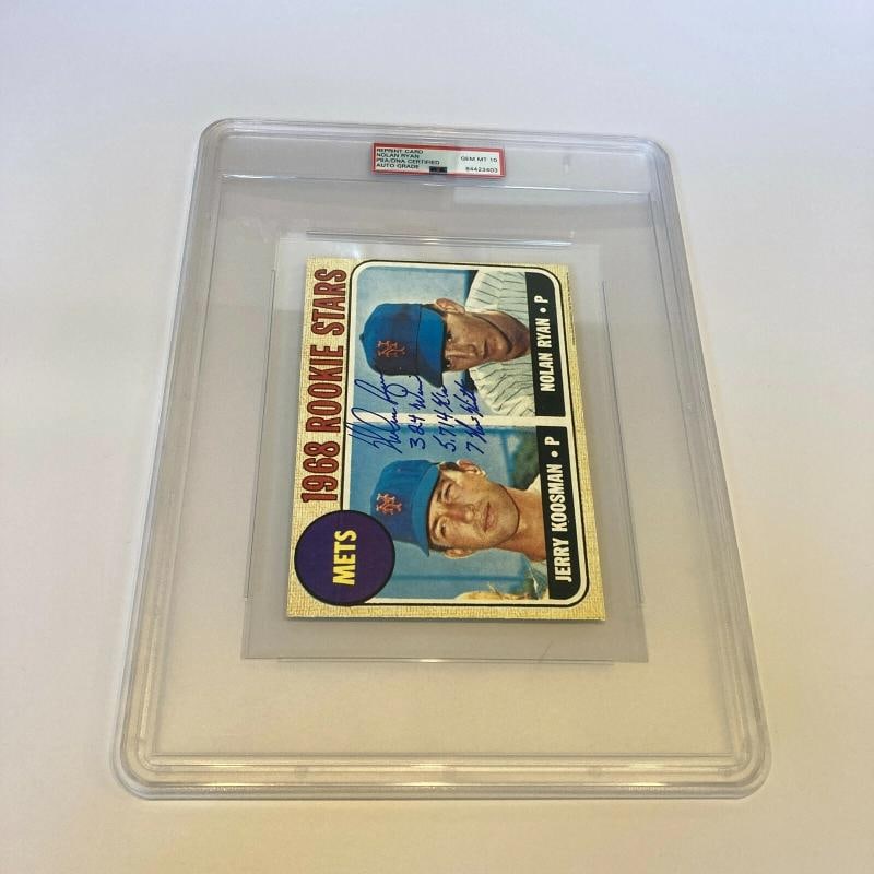 Nolan Ryan Signed Heavily Inscribed Jumbo 1968 Topps RC RP PSA DNA GEM MINT 10 - 2