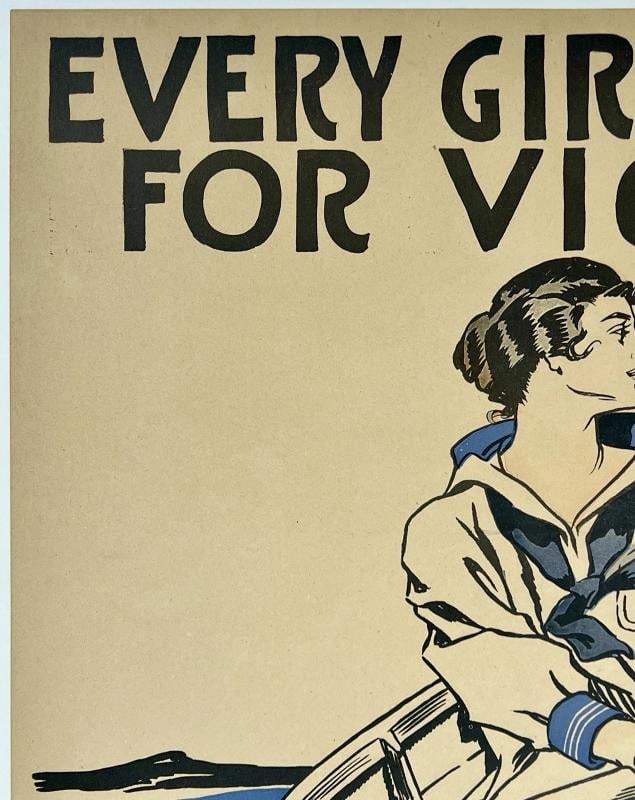 Original Vintage Poster EVERY GIRL PULLING FOR VICTORY Penfield WWI World War OL - 2