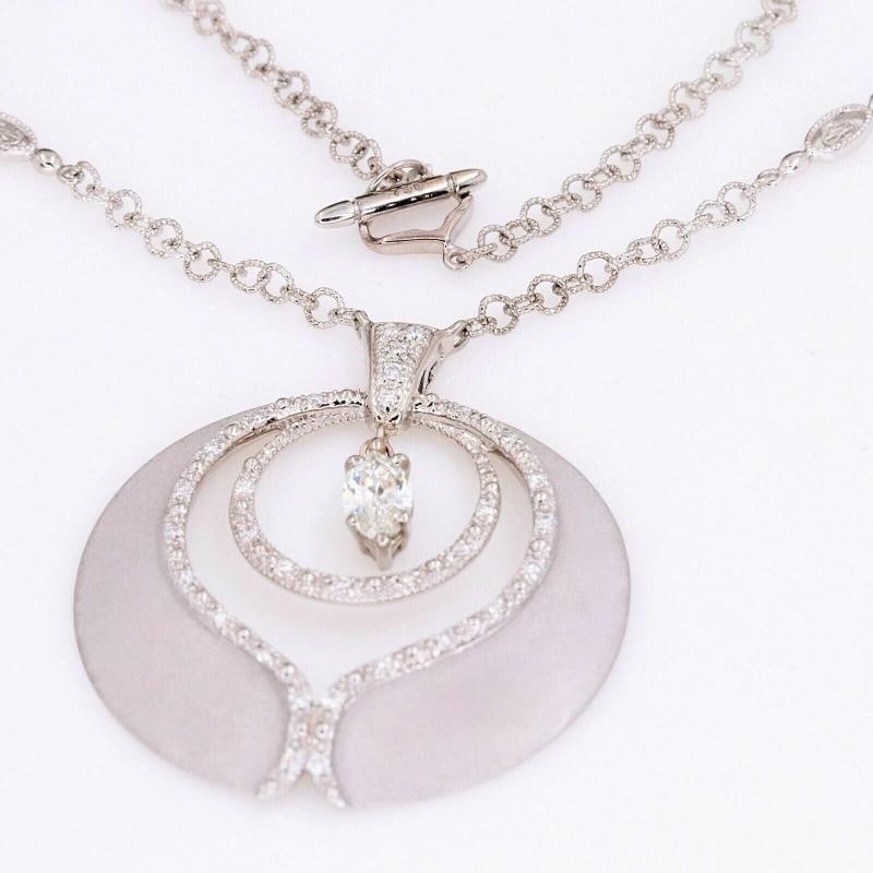 PHILLIPE CHARRIOL Marquise Diamond Pendant Necklace in 18kt White Gold 0.65 tcw - 12