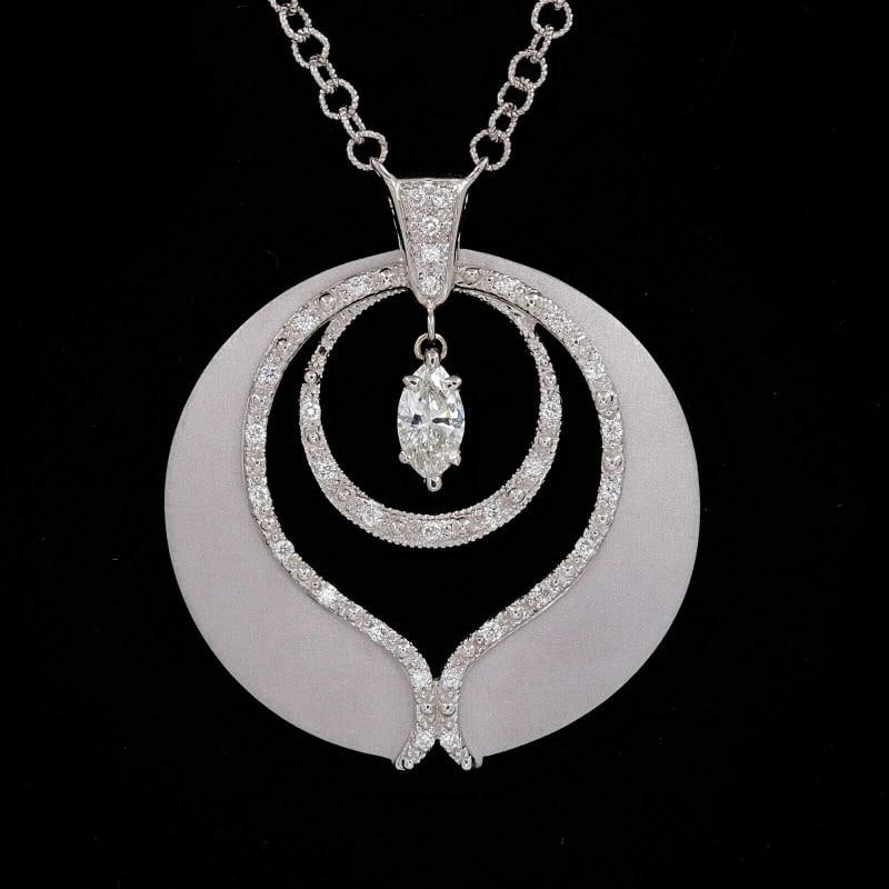 PHILLIPE CHARRIOL Marquise Diamond Pendant Necklace in 18kt White Gold 0.65 tcw - 2