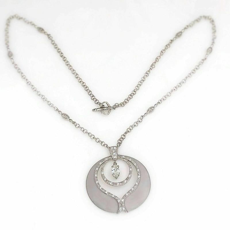 PHILLIPE CHARRIOL Marquise Diamond Pendant Necklace in 18kt White Gold 0.65 tcw - 4