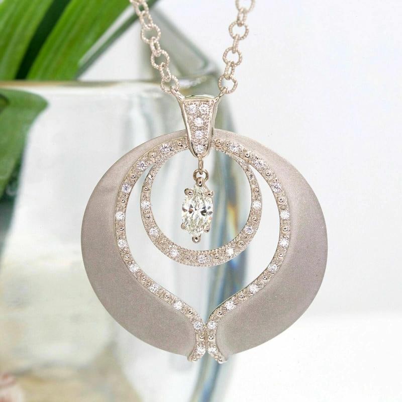 PHILLIPE CHARRIOL Marquise Diamond Pendant Necklace in 18kt White Gold 0.65 tcw - 5