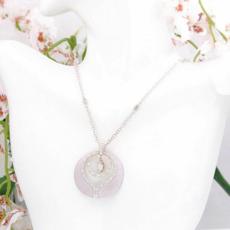 PHILLIPE CHARRIOL Marquise Diamond Pendant Necklace in 18kt White Gold 0.65 tcw - 9