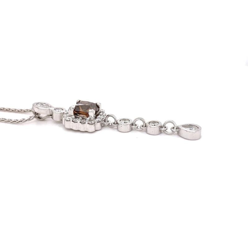 FOREVERMARK Cognac Fancy Dark Orangey Brown Cushion Diamond Pendant Necklace - 10