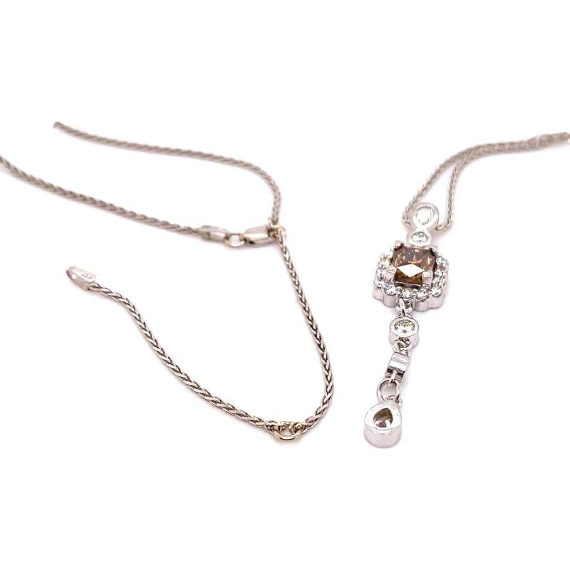 FOREVERMARK Cognac Fancy Dark Orangey Brown Cushion Diamond Pendant Necklace - 12