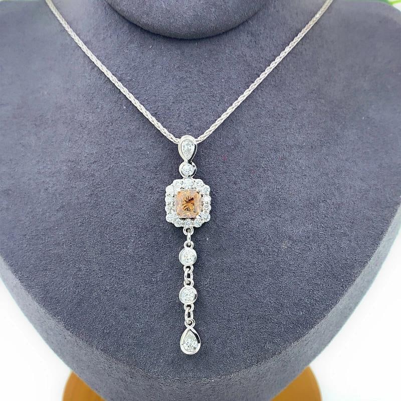 FOREVERMARK Cognac Fancy Dark Orangey Brown Cushion Diamond Pendant Necklace - 5