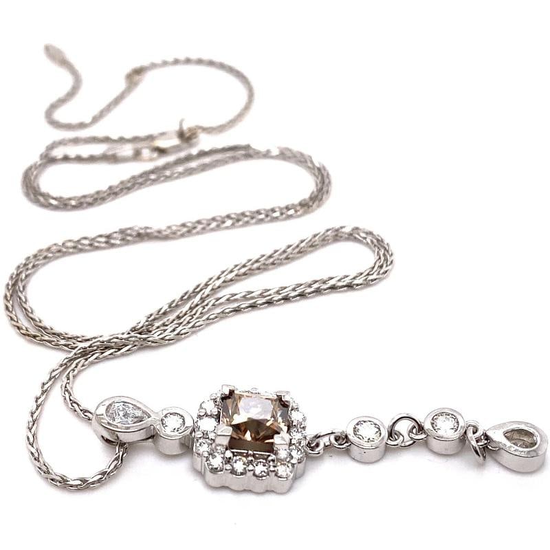 FOREVERMARK Cognac Fancy Dark Orangey Brown Cushion Diamond Pendant Necklace - 6