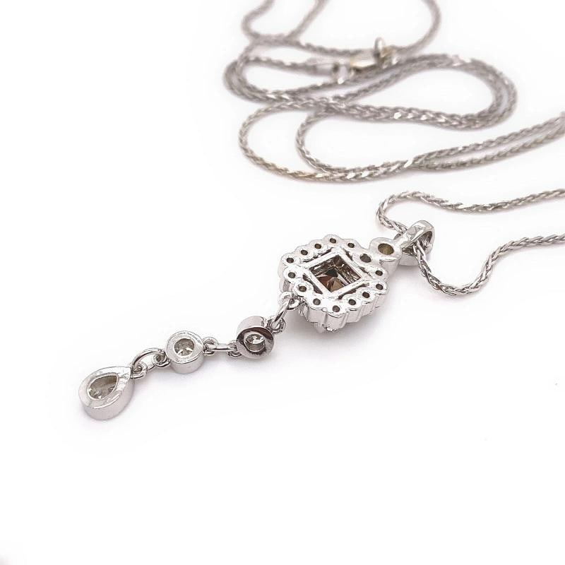 FOREVERMARK Cognac Fancy Dark Orangey Brown Cushion Diamond Pendant Necklace - 7
