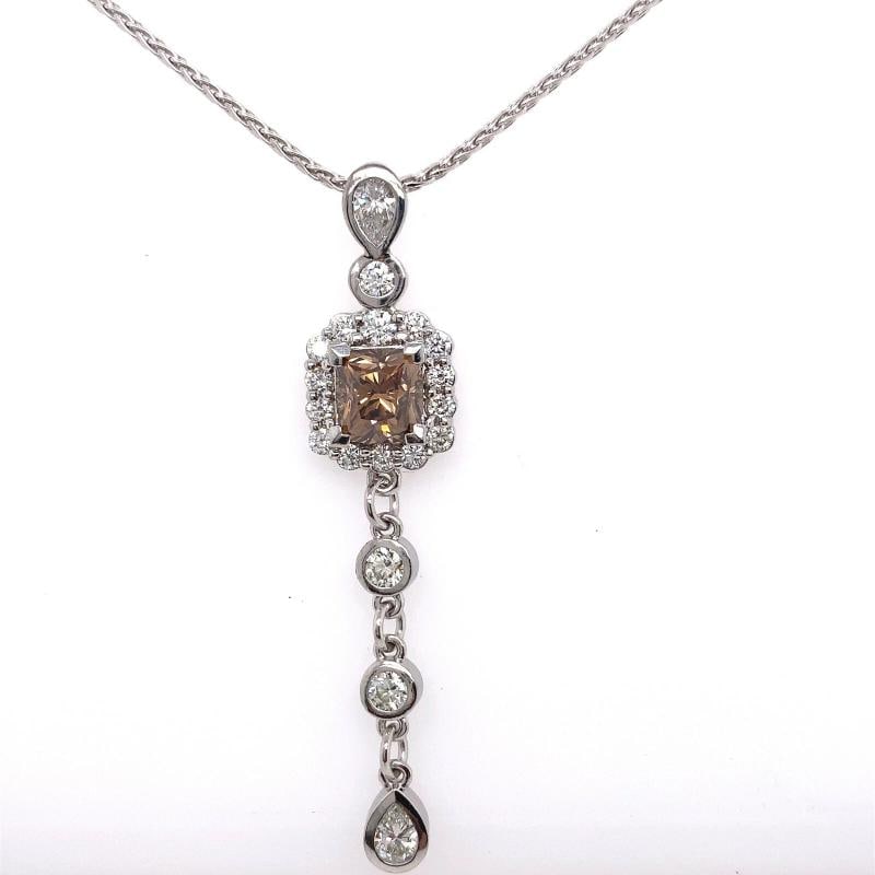 FOREVERMARK Cognac Fancy Dark Orangey Brown Cushion Diamond Pendant Necklace - 9