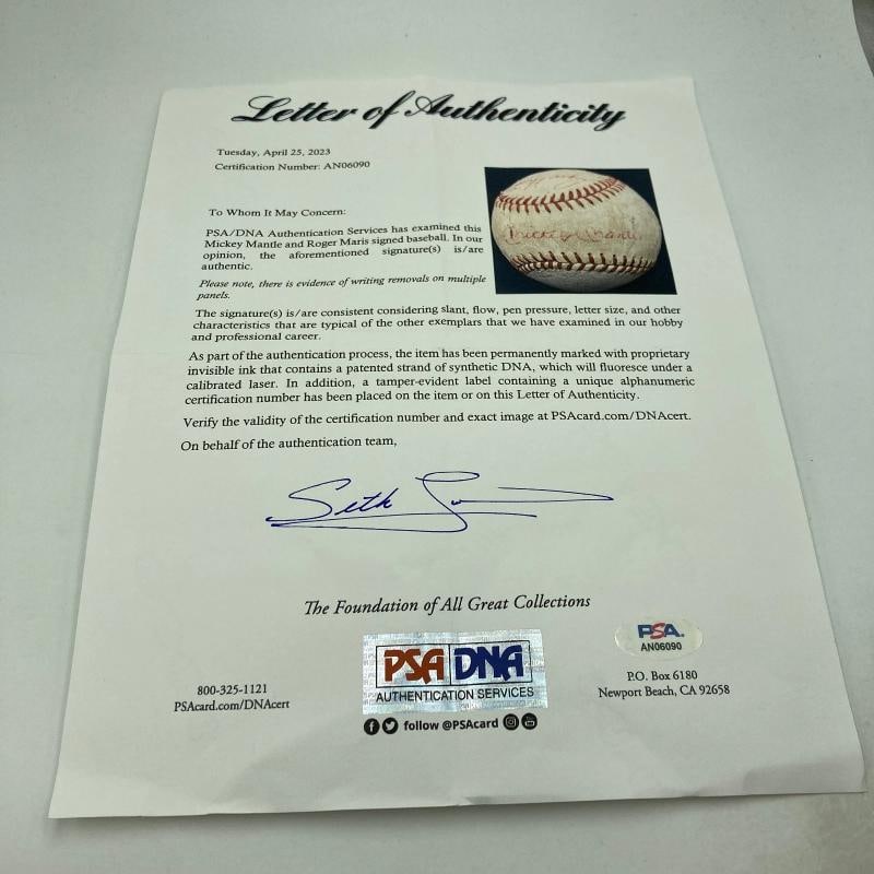 Mickey Mantle & Roger Maris Signed 1960's American League Cronin Baseball JSA - 6