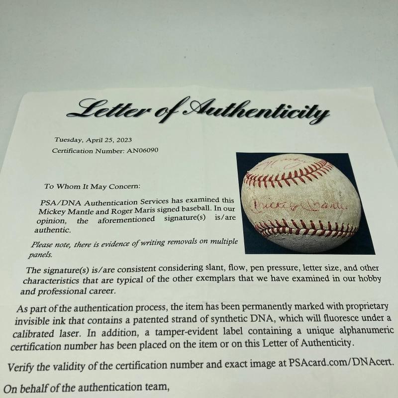Mickey Mantle & Roger Maris Signed 1960's American League Cronin Baseball JSA - 7