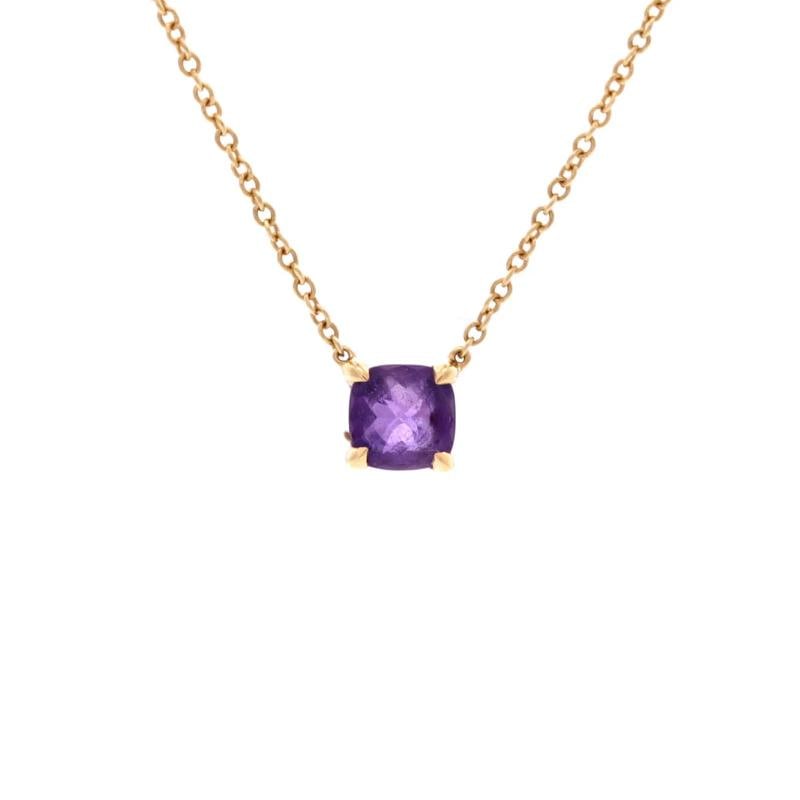 David Yurman Micro Chatelaine Pendant Necklace 18K Yellow Gold and Amethyst 5mm: Condition: Pre-owned - Good,Brand: David Yurman,Main Stone: Amethyst,Metal: 18K Yellow Gold,Metal Purity: 18K,Style: Pendant,Type: Necklace,Color: Yellow Gold,Material: 18K Yellow Gold, Amethyst