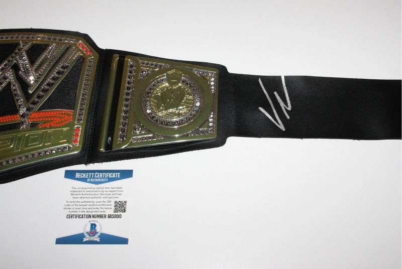 VINCE MCMAHON SIGNED WWE CHAMPIONSHIP TOY BELT RAW SMACKDOWN WWF BECKETT COA BAS - 3