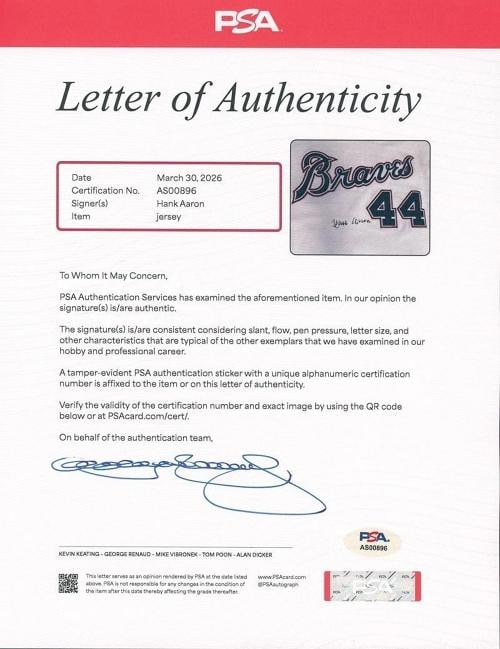 Hank Aaron Signed Atlanta Braves 715 Home Runs Mitchell & Ness Jersey PSA DNA - 3