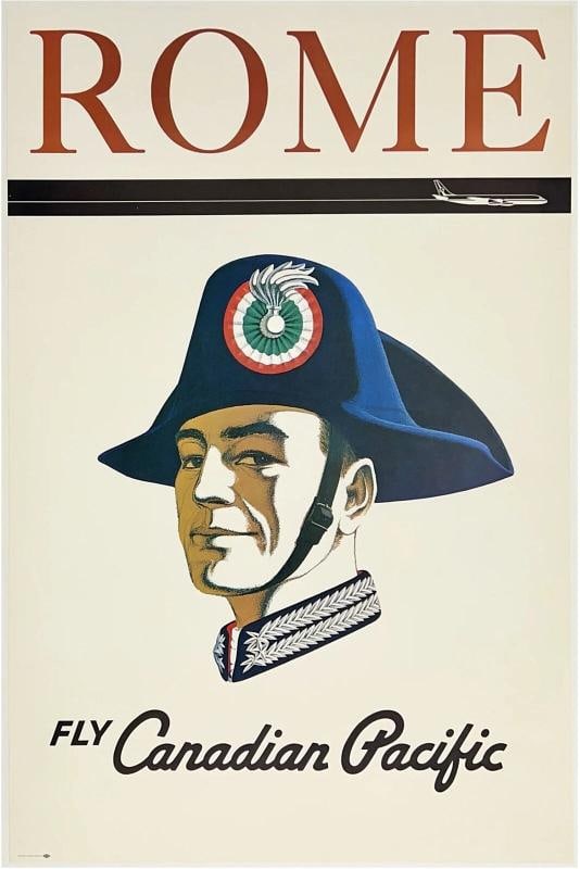 Original Vintage Poster ROME FLY CANADIAN PACIFIC Airline Travel Tourism OL: Condition: Used,Country of Origin: Canada,Type: Poster Condition: Excellent / Very Good * (linen backed; near mint condition with just a couple small light scratches/marks near the upper edge in the