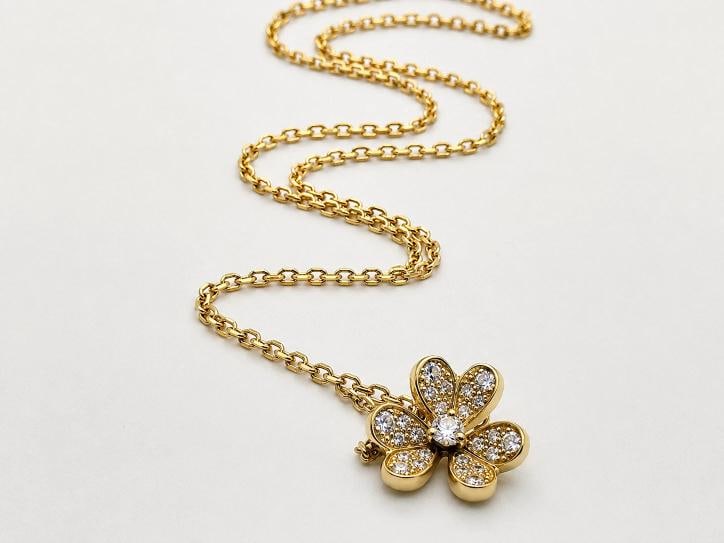 Van Cleef & Arpels Frivole Mini Diamond Pendant Necklace 18K Gold Box Paper - 8