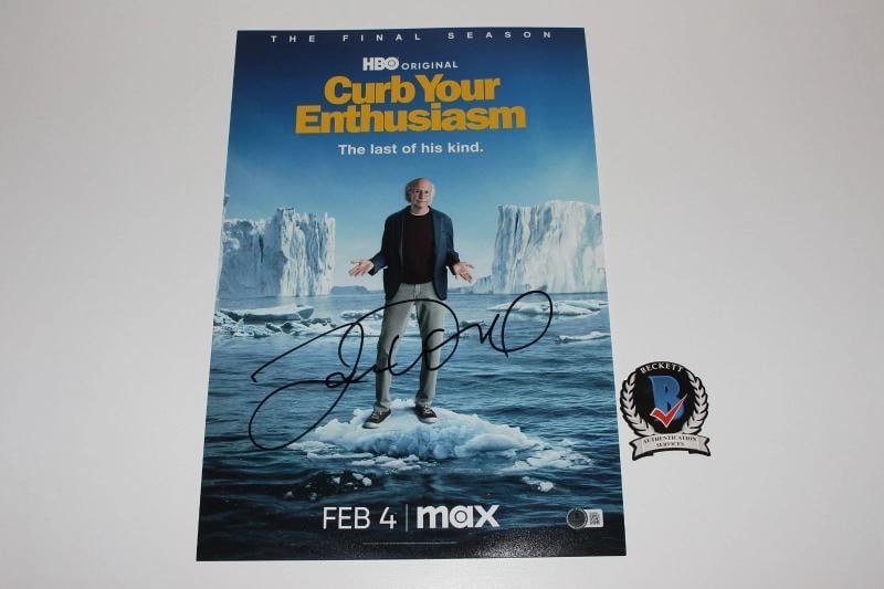 LARRY DAVID SIGNED 'CURB YOUR ENTHUSIASM' 12x18 SHOW PHOTO POSTER BECKETT COA - 3