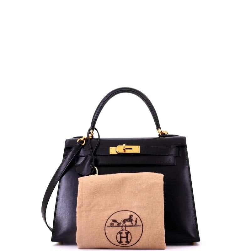 Hermes Kelly Handbag Black Box Calf with Gold Hardware 28 - 2