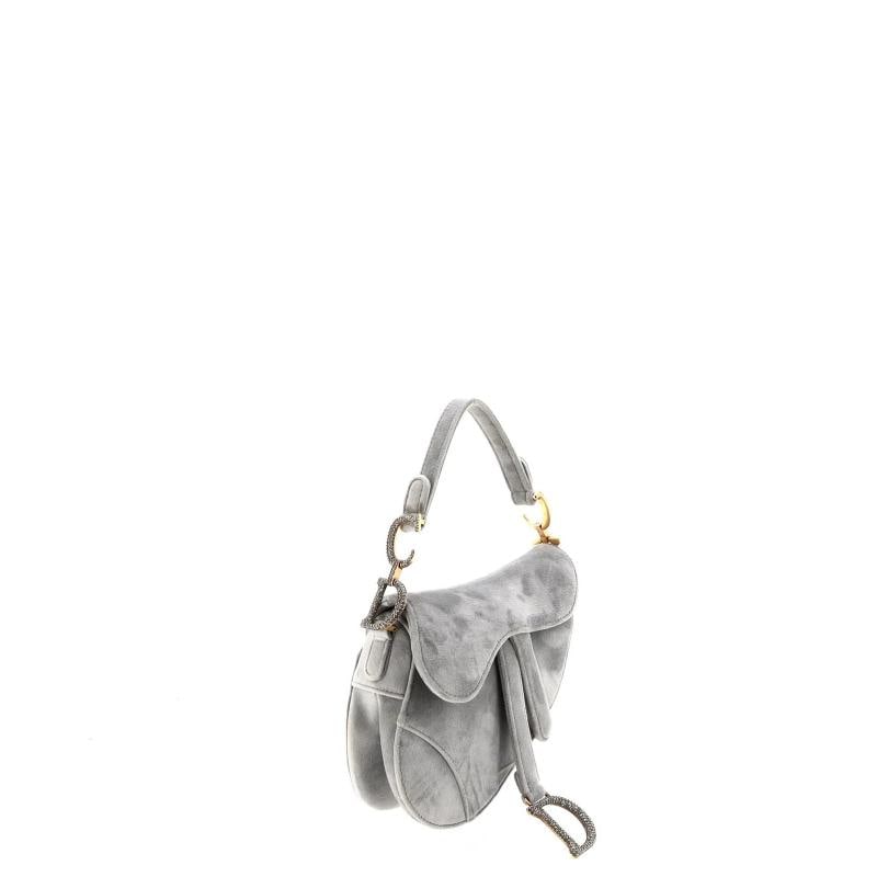 Christian Dior Saddle Handbag Velvet with Crystals Mini - 2