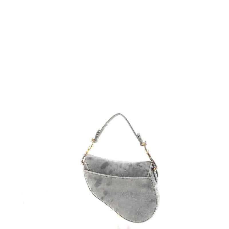 Christian Dior Saddle Handbag Velvet with Crystals Mini - 3