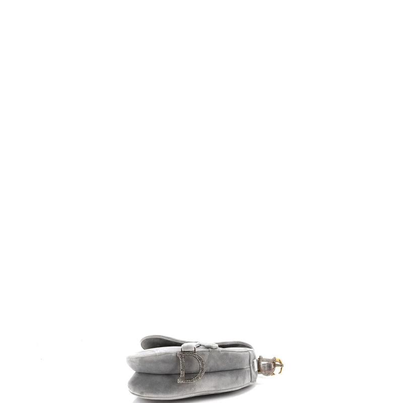 Christian Dior Saddle Handbag Velvet with Crystals Mini - 4