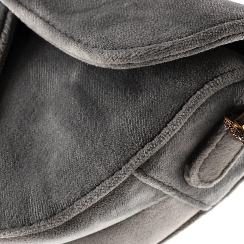 Christian Dior Saddle Handbag Velvet with Crystals Mini - 6