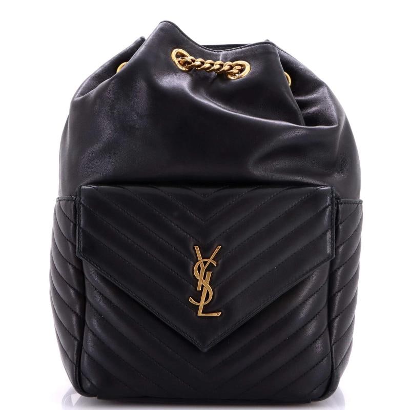 Saint Laurent Joe Backpack Matelasse Chevron Leather: Condition: Pre-owned - Fair,Brand: Saint Laurent,Exterior Material: Leather,Style: Backpacks,Exterior Color: Black,Department: Women,Size: Unknown,Accessories: Dust Bag Estimated Retail Price: $2,850