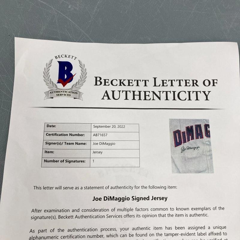 Joe Dimaggio Signed Autographed 1950's Baseball Jersey With Beckett COA - 4