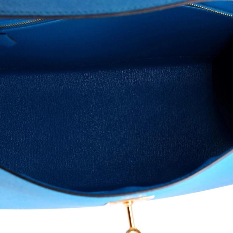 Hermes Kelly Handbag Blue Epsom with Gold Hardware 32 - 6