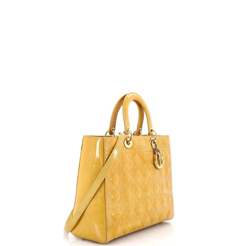 Christian Dior Vintage Lady Dior Bag Cannage Quilt Patent Large - 2