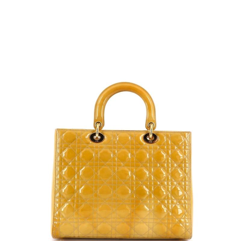 Christian Dior Vintage Lady Dior Bag Cannage Quilt Patent Large - 3