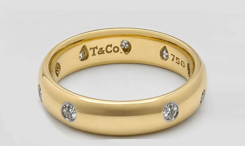 Tiffany & Co. ETOILE Diamond Band Ring 18k Yellow Gold 4.5MM Size 4.25 - 2
