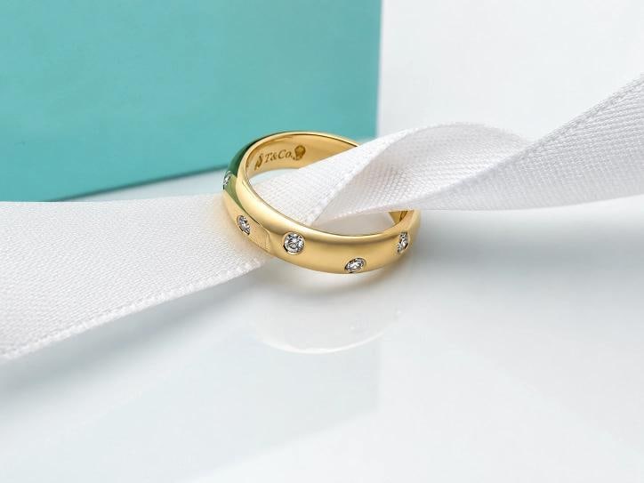 Tiffany & Co. ETOILE Diamond Band Ring 18k Yellow Gold 4.5MM Size 4.25 - 7