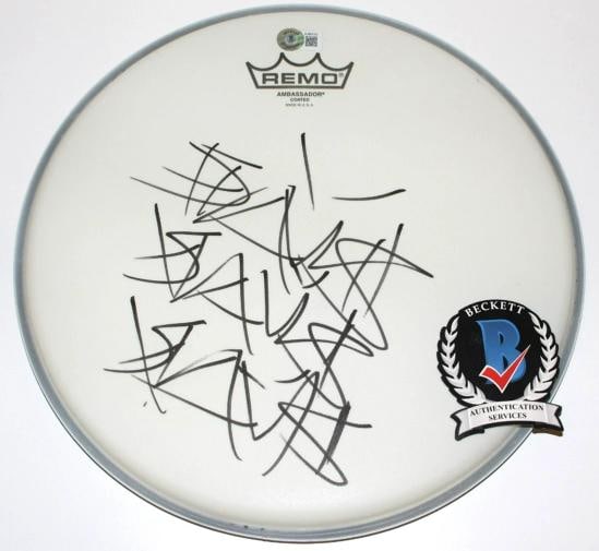 TRAVIS BARKER SIGNED BLINK-182 12" REMO DRUMHEAD 1 DRUMMER BECKETT COA DRUM HEAD: Industry: Music,Autograph Authentication: Beckett,Object Type: Drumhead,Original/Reproduction: Original,Country of Origin: United States
