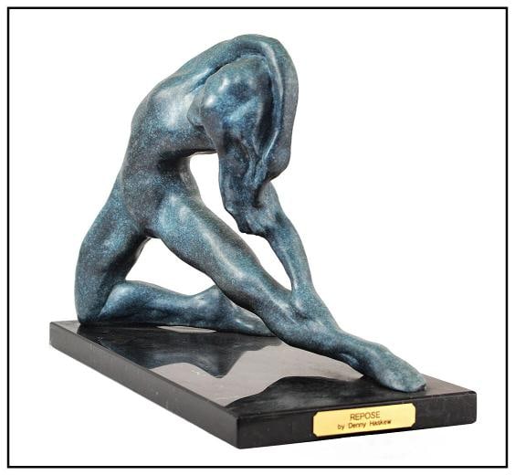 Denny Haskew Repose Female Portrait Bronze Sculpture RARE Original Signed Art - 2