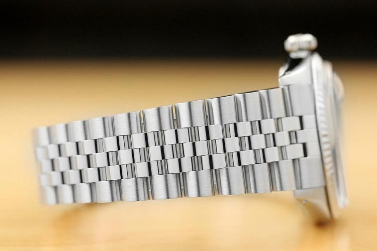 MENS ROLEX DATEJUST WHITE DIAMOND 18K WHITE GOLD BEZEL STAINLESS STEEL WATCH - 7