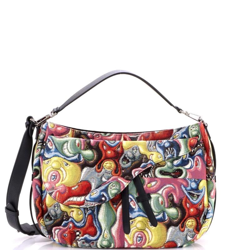 Christian Dior Kenny Scharf Saddle Soft Bag Jacquard Printed Canvas: Condition: Pre-owned - Good,Brand: Christian Dior,Exterior Material: Canvas Plain,Style: Cross Body Bags,Exterior Color: Multicolor,Department: Women,Size: Unknown,Accessories: Extra Strap, With Strap